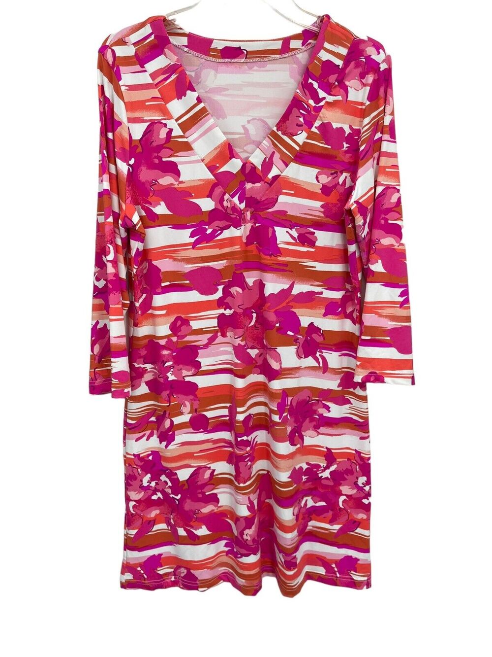 Barbara Gerwit Dress Nylon Spandex V-neck Pink Melon Size XL